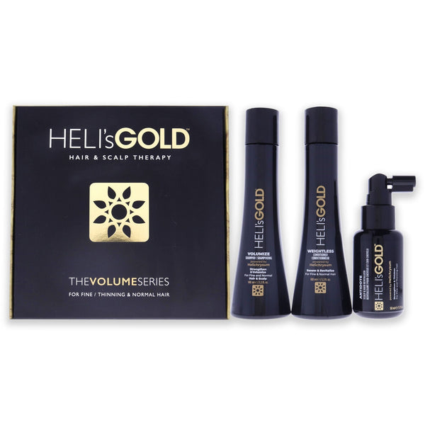 The Volume Series Travel Kit by Helis Gold for Unisex - 3 Pc 3.3oz Weightless Conditioner, 3.3oz Volumize Shampoo, 1.7oz Antidote Scalp and Hair Revitalizer EasyOptionXY LLC