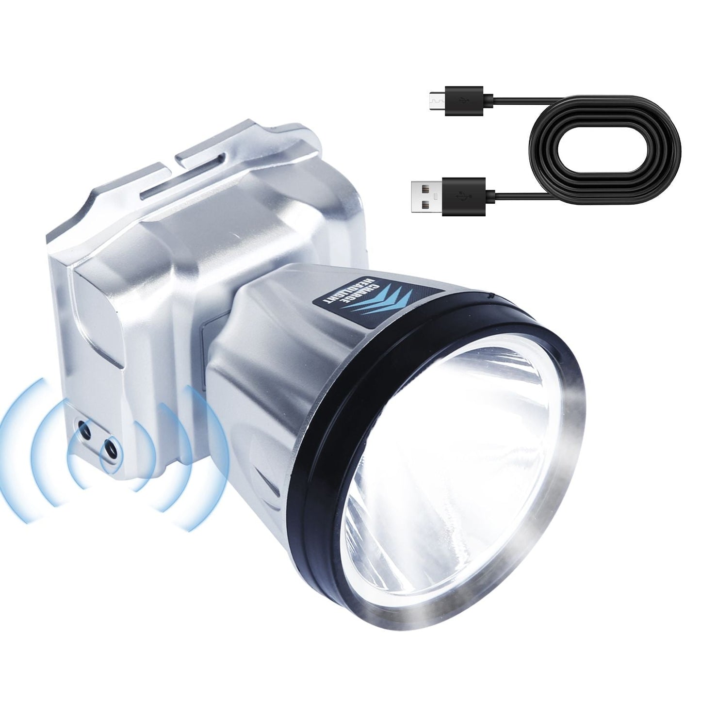 Rechargeable Headlamp High Power Headlight Torch Flashlight with Motion Sensor 3 Light Modes for Fishing Running Camping Hiking EasyOptionXY LLC
