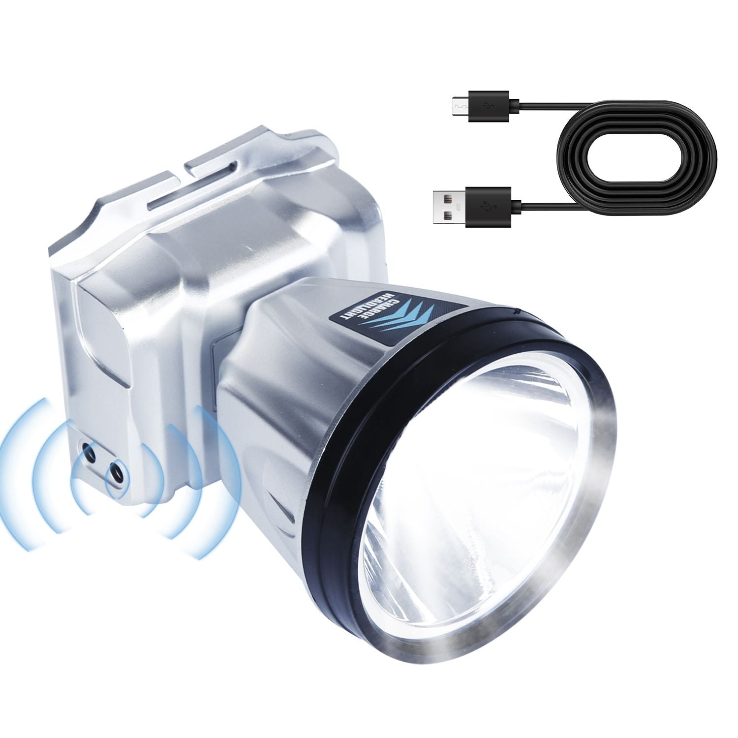 Rechargeable Headlamp High Power Headlight Torch Flashlight with Motion Sensor 3 Light Modes for Fishing Running Camping Hiking EasyOptionXY LLC