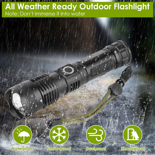 Tactical LED Flashlight Zoomable Rechargeable Search Light Torch 50000LM with 5Modes SOS Night Light For Night Walking Adventures EasyOptionXY LLC
