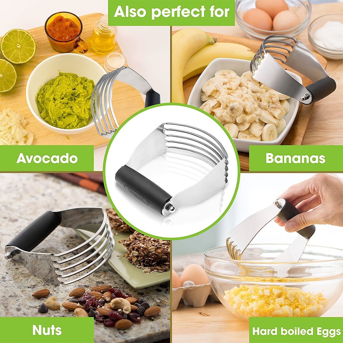 1pc Dough Blender Top Professional Pastry Cutter With Heavy Duty Stainless Steel Blades Medium Size 0.50lb EasyOptionXY LLC