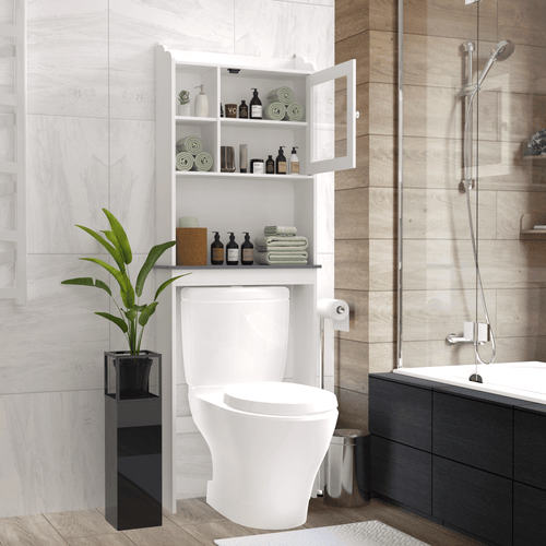 Modern Over The Toilet Space Saver Organization Wood Storage Cabinet for Home, Bathroom EasyOptionXY LLC