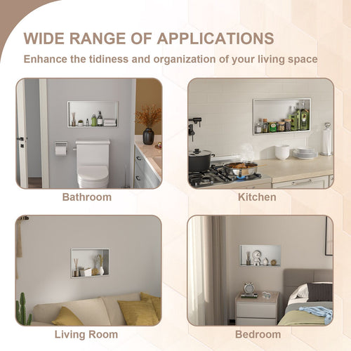 Brushed Stainless Steel Wall Shower  Niche , Double Recessed Shower Shelf for Bathroom EasyOptionXY LLC