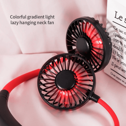 Mini Portable Hanging Neckband Fan USB Rechargeable Double Fans Air Cooler Conditioner Colorful Aroma Electric Desk Fan For Room XH EasyOptionXY LLC