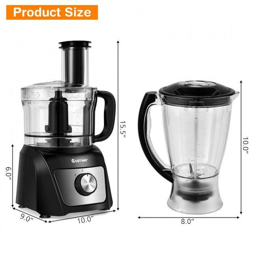 8 Cup Food Processor 500W Variable Speed Blender Chopper with 3 Blades EasyOptionXY LLC