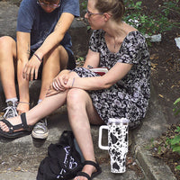 40oz 5D cowprint Insulated Tumbler With Handle And Straw Lid Portable Large Capacity water bottle, Heat preservation,304 Stainless Steel Cup For Outdoor Sports, Travel & Camping Birthday Gift EasyOptionXY LLC