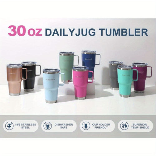 30 oz Tumbler with Handle, Stainless Steel Insulated Travel Coffee Mug with Lid and Straw, Thermal Coffee Cup for Hot&Cold Drinks, Spill Proof, Cup Holder Friendly, Dishwasher Safe, B PA F ree EasyOptionXY LLC