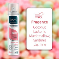 ABOVE Candy - Dry Shampoo - Absorbs Excess Oil Between Washes - Gives Softness and Shine to Your Strands - Does Not Leave Residue - Prevents Bad Odors with Red Fruits and Marshmallow Notes - 3.17 oz EasyOptionXY LLC