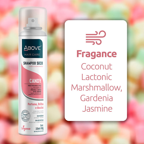 ABOVE Candy - Dry Shampoo - Absorbs Excess Oil Between Washes - Gives Softness and Shine to Your Strands - Does Not Leave Residue - Prevents Bad Odors with Red Fruits and Marshmallow Notes - 3.17 oz EasyOptionXY LLC