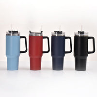 40oz Handle Car Cup with pipette stainless Steel insulated Cold beer cup portable ice cup with handle; Insulated Reusable Leakproof Stainless Steel Water Bottle Travel Mug Iced Coffee Cup EasyOptionXY LLC