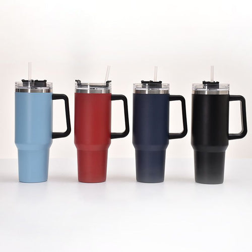 40oz Handle Car Cup with pipette stainless Steel insulated Cold beer cup portable ice cup with handle; Insulated Reusable Leakproof Stainless Steel Water Bottle Travel Mug Iced Coffee Cup EasyOptionXY LLC