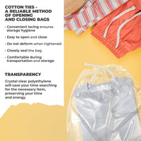 Clear Drawstring Bag, 10 x 12 Inches. Pack of 100 Clear Plastic Drawstring Bags. 2 Mil Drawstring Clear Plastic Bags. Waterproof Clear Plastic Bags Drawstring for Cosmetics, Toiletries EasyOptionXY LLC