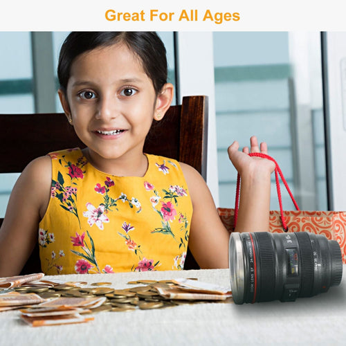 Camera Lens Coffee Mug Cup 13.6oz F ood-G rade Stainless Steel Travel Photography Insulated Mug for All Ages EasyOptionXY LLC