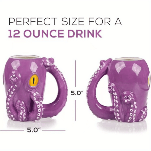 3D Octopus Ceramic Mug, Novel Handmade Octopus Shaped Statue Cup, Festivals or Birthday Gifts for Coffee and Milk Tea EasyOptionXY LLC