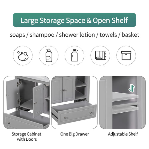 30" Bathroom Vanity with Sink, Bathroom Storage Cabinet with Doors and Drawers, Solid Wood Frame, Ceramic Sink EasyOptionXY LLC