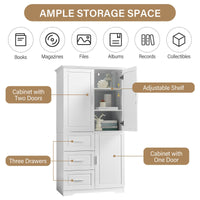 Tall and Wide Storage Cabinet with Doors for Bathroom/Office, Three Drawers EasyOptionXY LLC