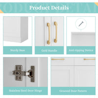 Bathroom Storage Cabinet, Cabinet with Two Doors and Drawers, Adjustable Shelf, Three-layer Open Shelf, MDF Board EasyOptionXY LLC