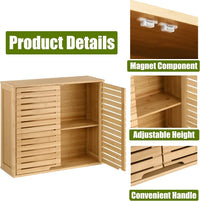 2 Tier Bathroom Wall Cabinet with Adjustable Shelf;  Double Door Cabinet for Bathroom EasyOptionXY LLC