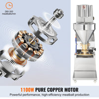 VEVOR Commercial Meatball Forming Machine, 280 PCs/min Automatic Meatball Maker, 1100W Electric Fish Beef Pork Shrimp Ball Making Tool, Stainless Steel Meatball Former with 18/20/22/26/30/32 mm Models EasyOptionXY LLC