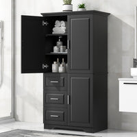Tall and Wide Storage Cabinet with Doors for Bathroom/Office, Three Drawers EasyOptionXY LLC