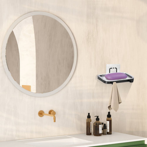 Soap Dish Soap Bar Holder Square Soap Rack Wall Mounted S Bar Shower Bathroom Self with 2 Hooks EasyOptionXY LLC