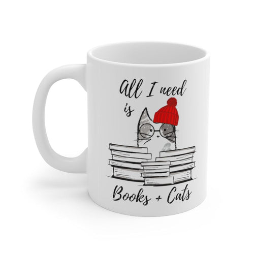 Book Lovers Mug, All I Need is Books & Cats Mug EasyOptionXY LLC