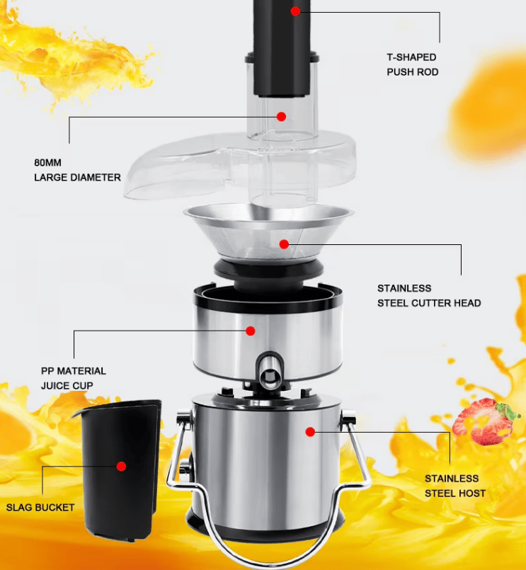 28199470 900W Multi-function electric juicer juice 0.8L, 1.5L slag cup without BPA fruit and vegetable juice, modern vertical mixing kitchen juicer, secondary mechanical EasyOptionXY LLC