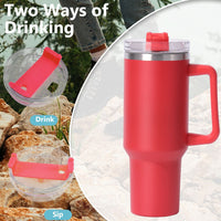 40oz large capacity tumbler, With Handle And Straw Lid, Insulated Reusable Stainless Steel Water Bottles Travel Mug Coffee Cup car cup water cup For Men Women Outdoor Camping Driving,  gift EasyOptionXY LLC