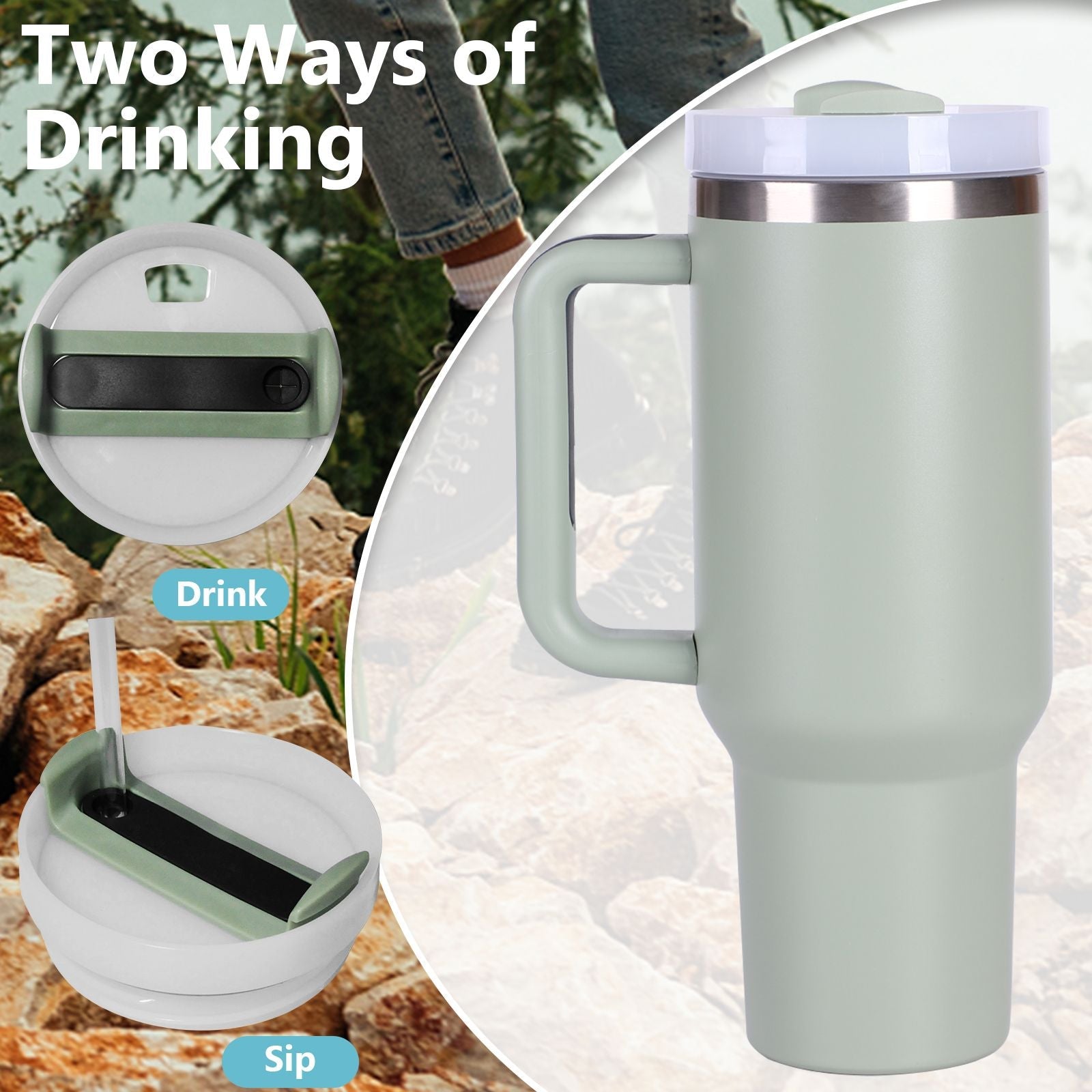 40oz V2 large capacity tumbler,  With Handle And Straw Lid, Insulated Reusable Stainless Steel Water Bottles Travel Mug Coffee Cup car cup water cup For Men Women Outdoor Camping Driving, gift EasyOptionXY LLC