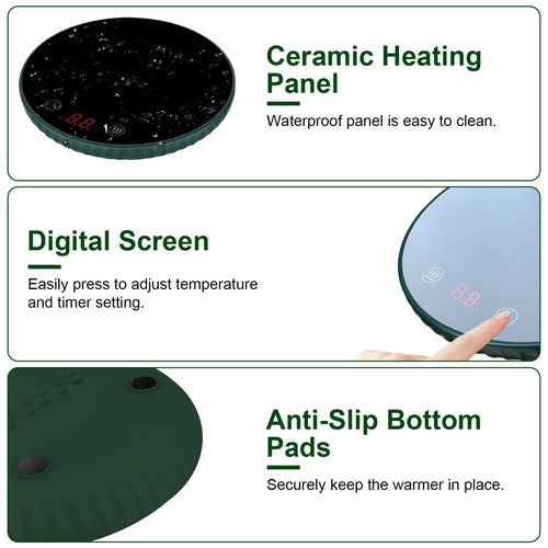 Desktop Electric Cup Warmer 8Hours Auto Off Overheating Protection Smart Timer Setting 2 Temperature Levels  Ceramic Heating Panel For Office Home EasyOptionXY LLC