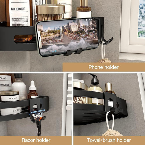 Shower Corner Shelf Caddy 2 Pack shower Organizer Corner No Drill Shower Storage Rust Proof Bathroom Corner Wall Shelf shampoo holder Silver EasyOptionXY LLC