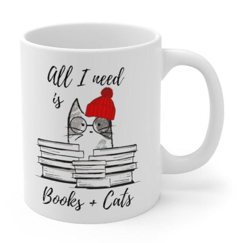Book Lovers Mug, All I Need is Books & Cats Mug EasyOptionXY LLC