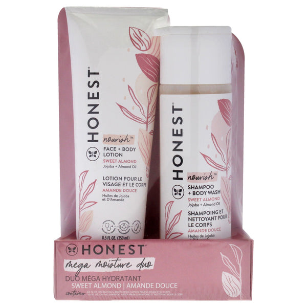 Honest Mega Moisture Duo - Sweet Almond by Honest for Kids - 2 Pc 10 oz Shampoo and Body Wash, 8.5 oz Face and Body Lotion EasyOptionXY LLC