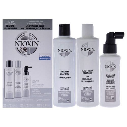 System 1 Kit by Nioxin for Unisex - 3 Pc 10.1oz Cleanser Shampoo, 10.1oz Scalp Therapy Conditioner, 3.38oz Scalp and Hair Treatment EasyOptionXY LLC