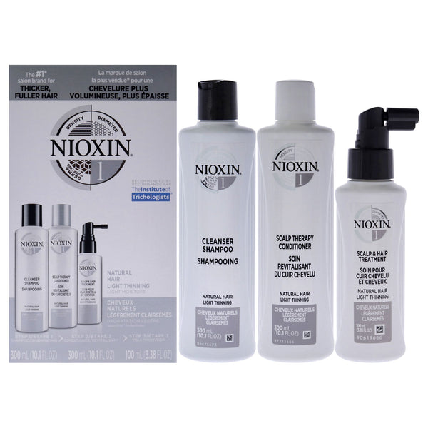 System 1 Kit by Nioxin for Unisex - 3 Pc 10.1oz Cleanser Shampoo, 10.1oz Scalp Therapy Conditioner, 3.38oz Scalp and Hair Treatment EasyOptionXY LLC