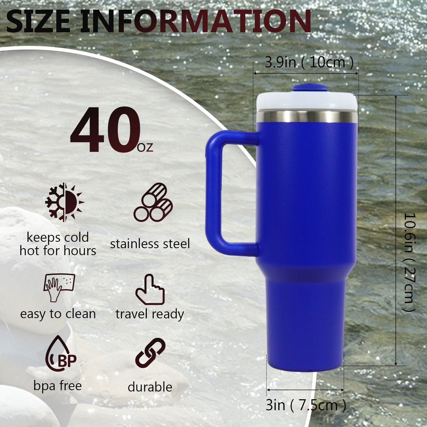 40oz V2 large capacity tumbler,  With Handle And Straw Lid, Insulated Reusable Stainless Steel Water Bottles Travel Mug Coffee Cup car cup water cup For Men Women Outdoor Camping Driving, gift EasyOptionXY LLC