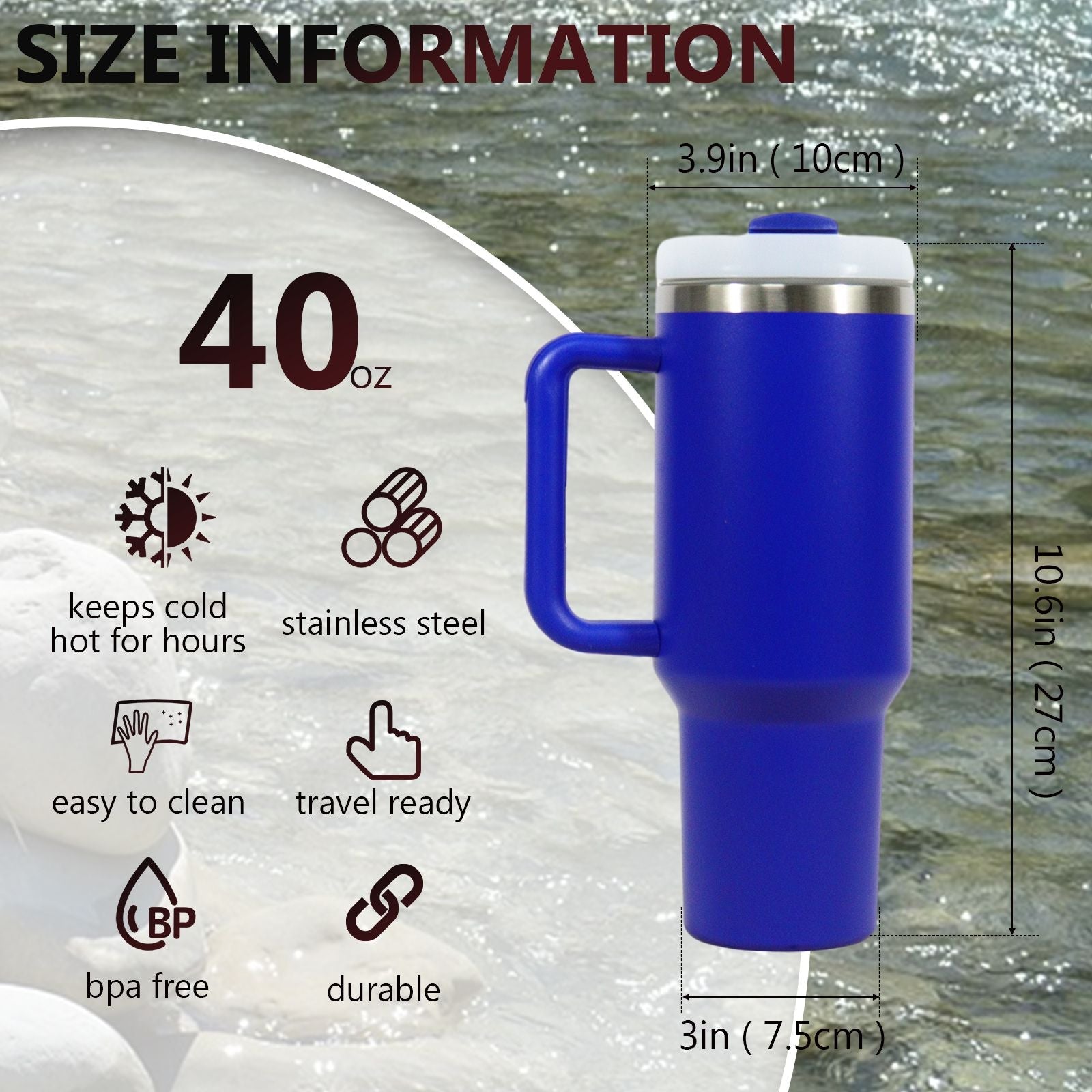 40oz V2 large capacity tumbler,  With Handle And Straw Lid, Insulated Reusable Stainless Steel Water Bottles Travel Mug Coffee Cup car cup water cup For Men Women Outdoor Camping Driving, gift EasyOptionXY LLC