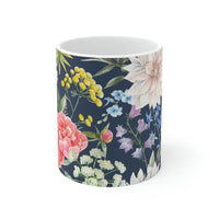 Navy Floral Coffee Tea Mug EasyOptionXY LLC
