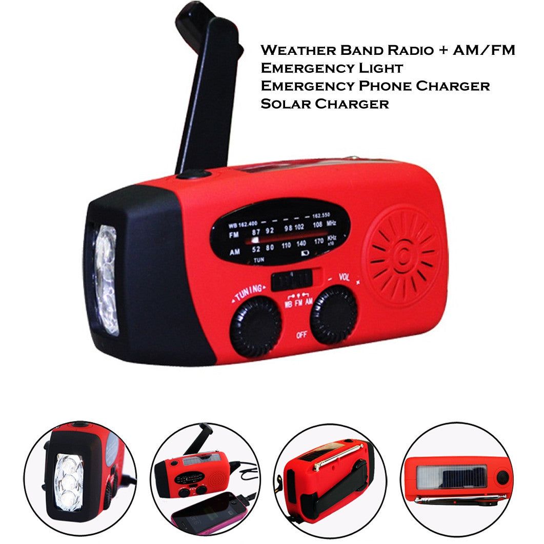 Storm Safe Emergency AM/FM/NOAA Weather Band Radio With Solar Flash Light And Built-in Phone Charger EasyOptionXY LLC