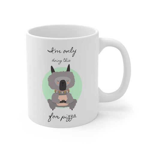 Llama Yoga, I'm Only Doing This for Pizza Mug EasyOptionXY LLC