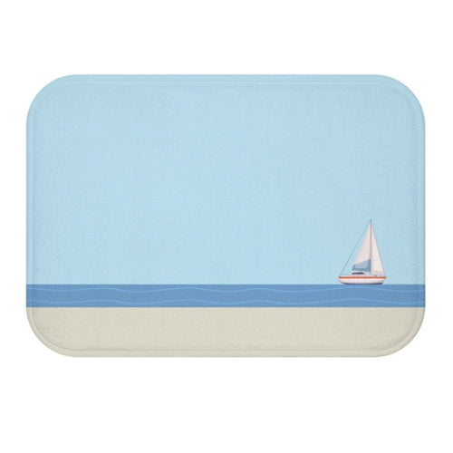 Sail Boat in the Ocean Bath Mat EasyOptionXY LLC