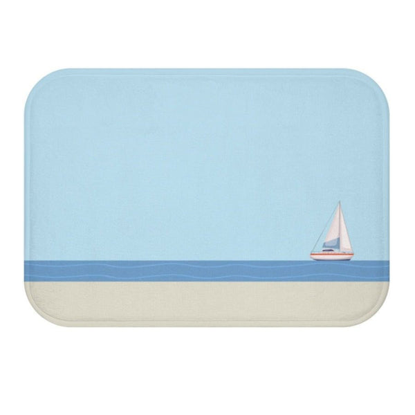 Sail Boat in the Ocean Bath Mat EasyOptionXY LLC