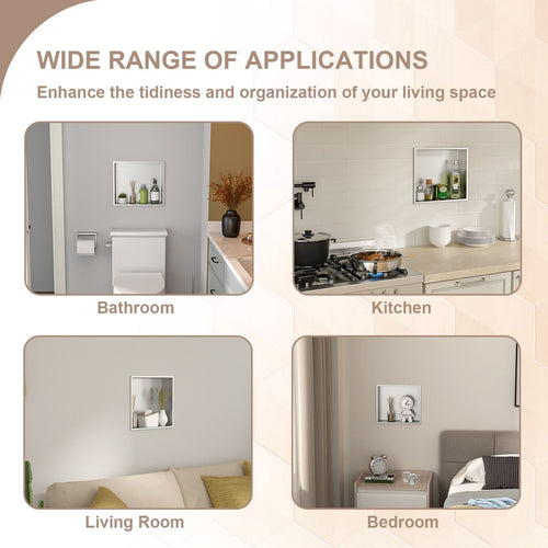 Brushed Stainless Steel Wall Shower  Niche , Double Recessed Shower Shelf for Bathroom EasyOptionXY LLC