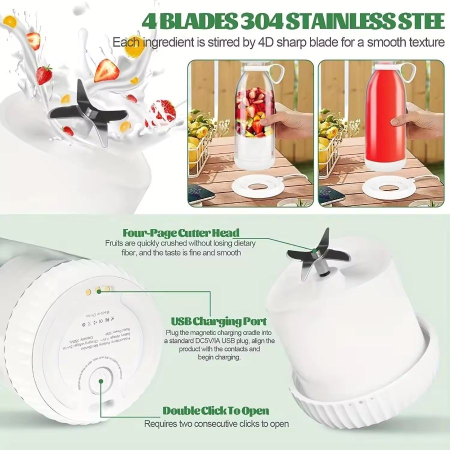 350ml Electric Juicer Blender Mini Portable Blender Bottle USB Rechargeable Fruit Mixers Juicers Multifunction Juice Maker Machine Food Milkshake Cup EasyOptionXY LLC