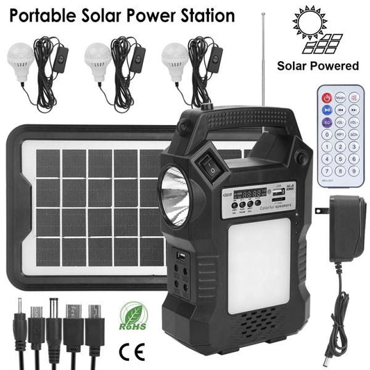 Portable Solar Power Station Rechargeable Backup Power Bank w/Flashlight 3 Lighting Bulbs For Camping Outage Garden Lamp EasyOptionXY LLC