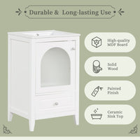 20" Bathroom Vanity with Sink, Bathroom Cabinet with Soft Closing Glass Door, A Drawer EasyOptionXY LLC