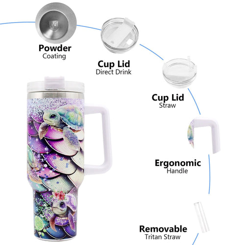 1pc 40oz Water Bottles,5D Little Turtle Series Tumbler,Large Capacity Stainless Steel Tumbler Insulation Cup With Lid And Straw For Women,Camping,Driving,skiing,Thermocoolers.Best Gift EasyOptionXY LLC