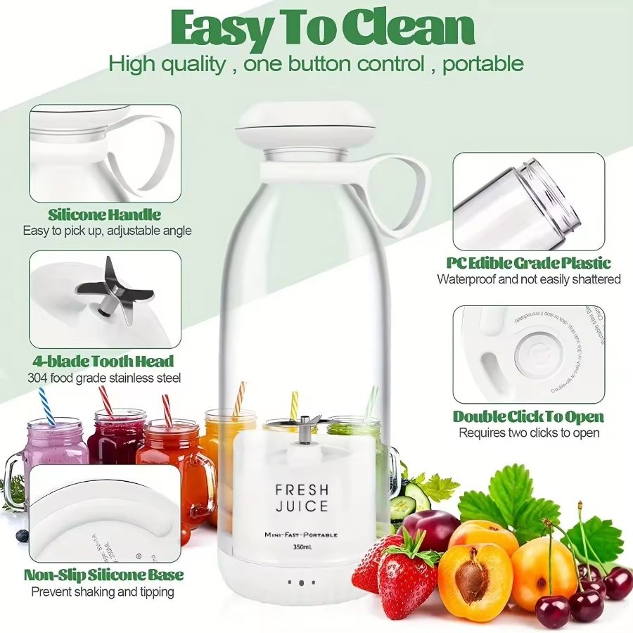 350ml Electric Juicer Blender Mini Portable Blender Bottle USB Rechargeable Fruit Mixers Juicers Multifunction Juice Maker Machine Food Milkshake Cup EasyOptionXY LLC