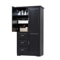 Tall and Wide Storage Cabinet with Doors for Bathroom/Office, Three Drawers EasyOptionXY LLC