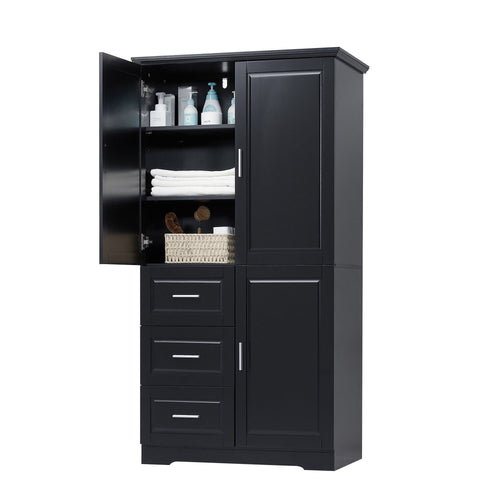 Tall and Wide Storage Cabinet with Doors for Bathroom/Office, Three Drawers EasyOptionXY LLC